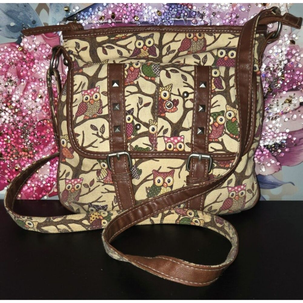 Bohemian Owl Print Tapestry Crossbody